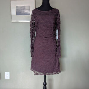 Emerald Sundae Brown Floral Lace Mini Dress - L - NWT